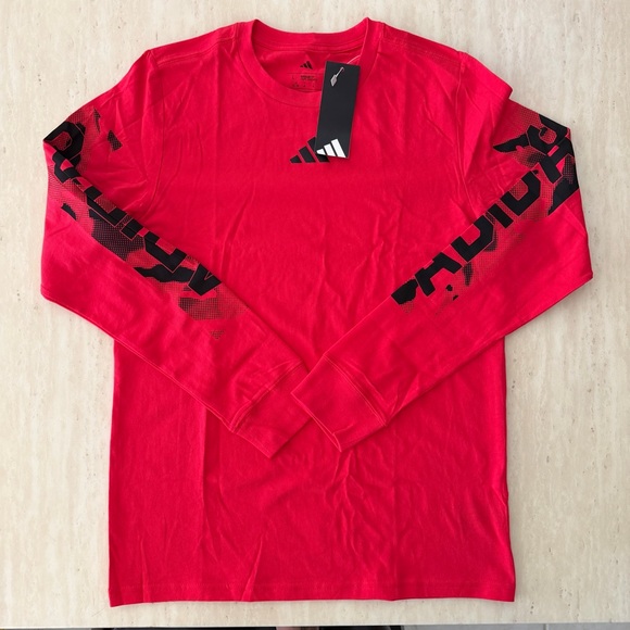 Adidas Kids Red Top and Black Joggers Set - Picture 5 of 5